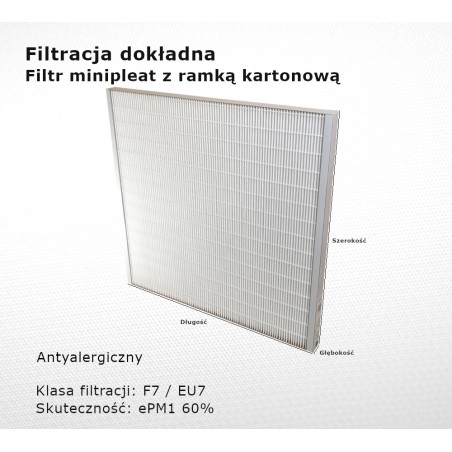 Filtr dokładny F7 EU7 ePM1 60% 230 x 275 x 20 mm ramka karton
