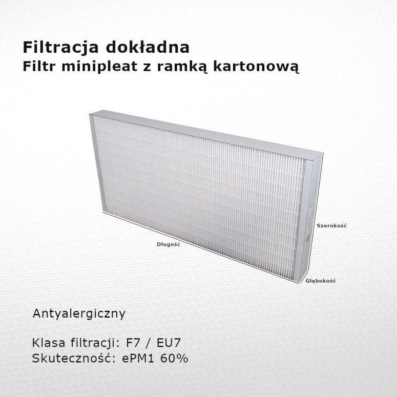 Fine filter F7 EU7 ePM1 60% 130 x 285 x 46 mm frame cardboard