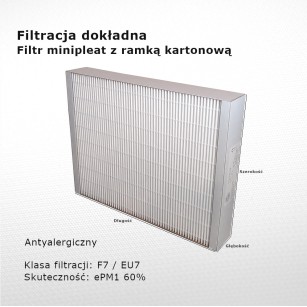 Filtr dokładny F7 EU7 ePM1 60% 205 x 290 x 46 mm ramka karton
