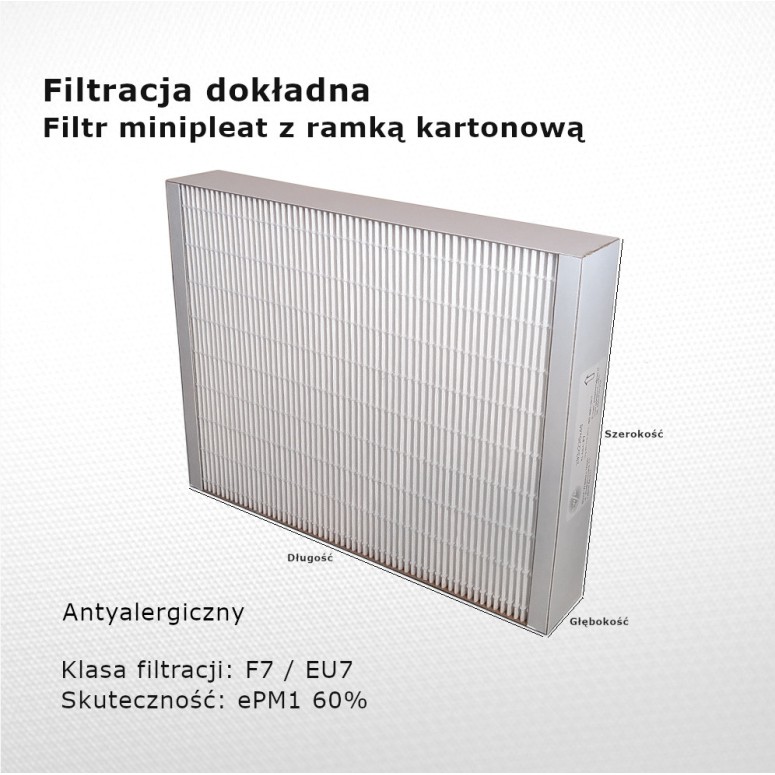 Filtr dokładny F7 EU7 ePM1 60% 205 x 290 x 46 mm ramka karton