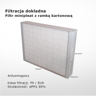 Smog filter F9 EU9 ePM1 80% 205 x 290 x 46 mm frame cardboard