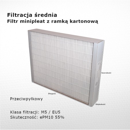 Filtr pośredni M5 EU5 ePM10 55% 215 x 245 x 46 mm ramka karton