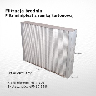 Intermediate filter M5 EU5 ePM10 55% 287 x 371 x 46 mm frame cardboard