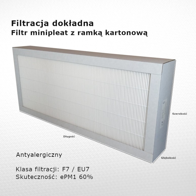 Fine filter F7 EU7 ePM1 60% 220 x 470 x 96 mm frame cardboard