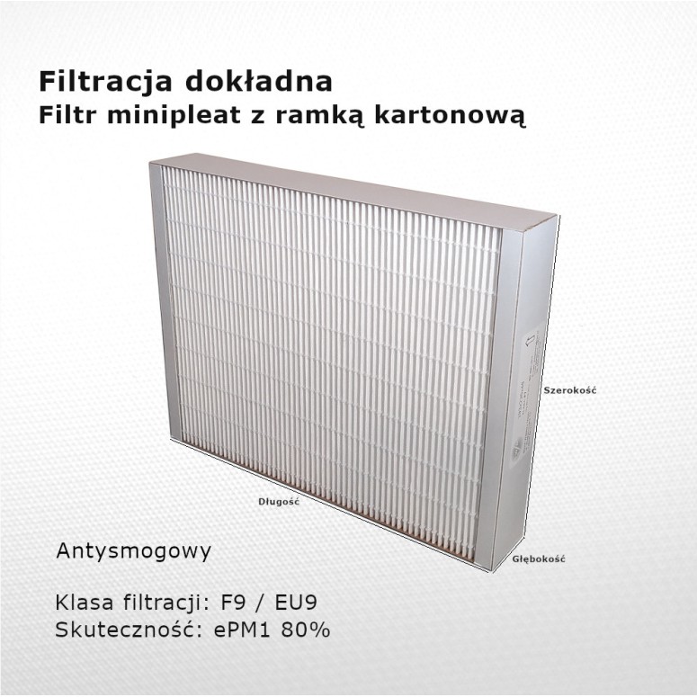 Smog filter F9 EU9 ePM1 80% 250 x 265 x 46 mm frame cardboard