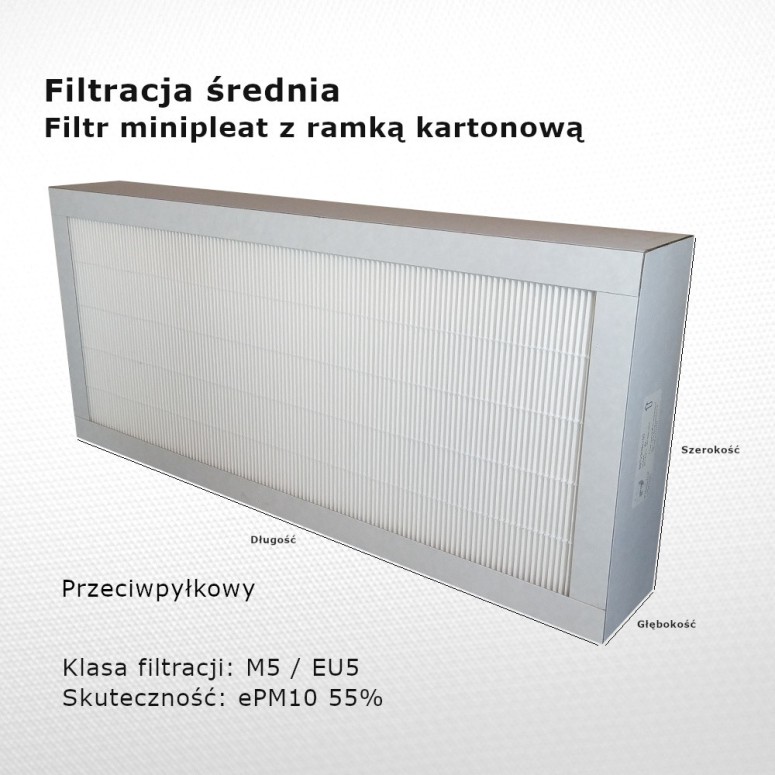 Intermediate filter M5 EU5 ePM10 55% 126 x 276 x 96 mm frame cardboard