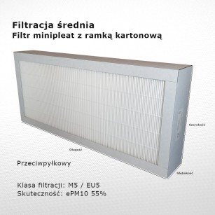 Filtr pośredni M5 EU5 ePM10 55% 190 x 610 x 96 mm ramka karton
